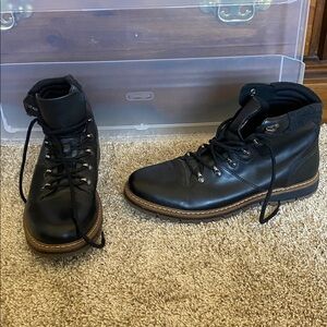 Black Leather Lace-Up Boots